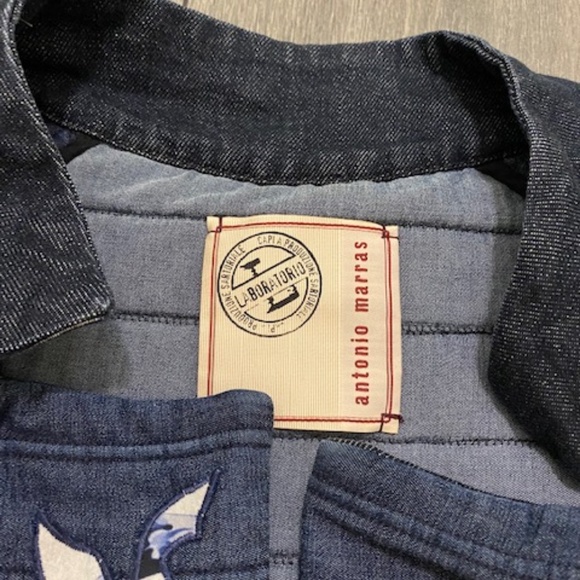 Antonio Marras Short Quilted Embroidered Denim Jacket Sz US 6 - Picture 2 of 10